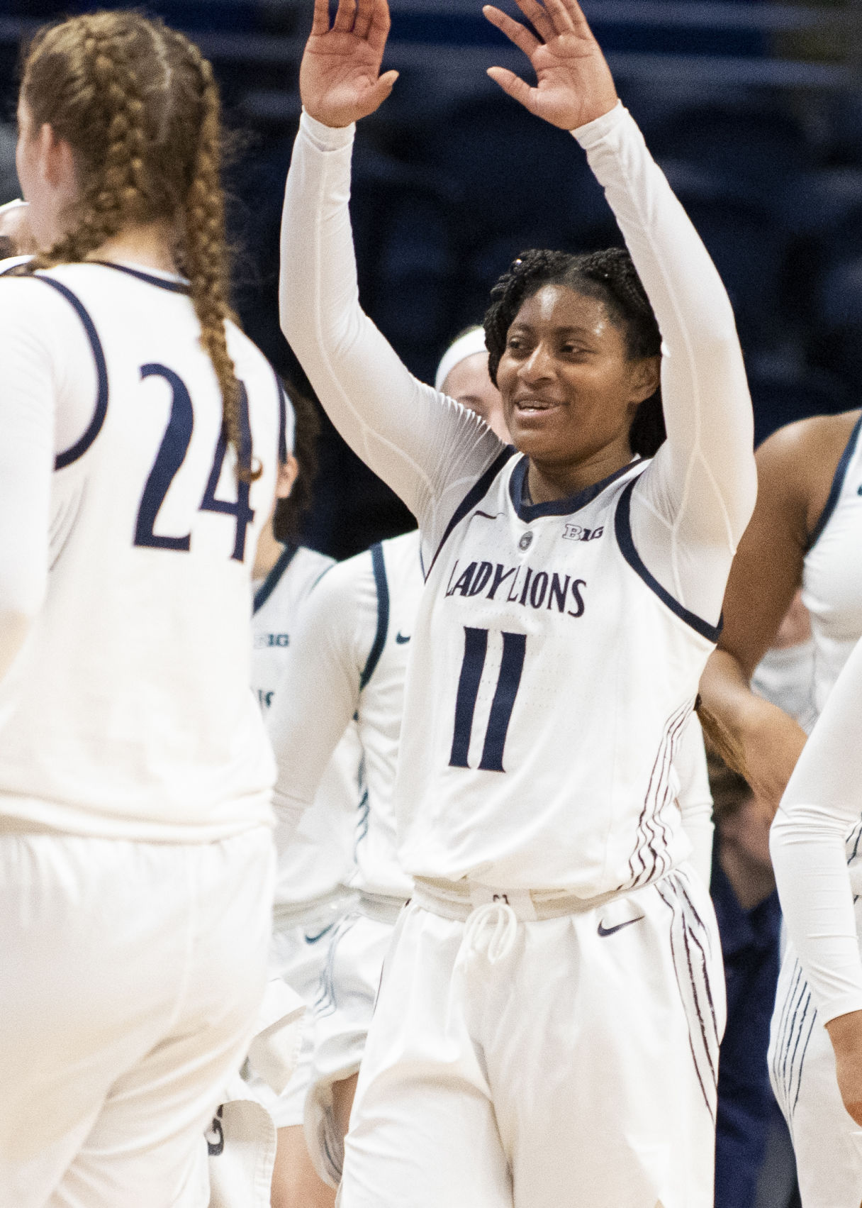 Providence, Teniya Page (11) celebrates